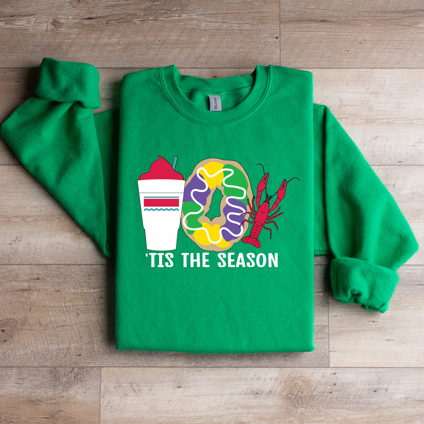 Mardi Gras Sweatshirt | Daiquiri, King Cake & Crawfish Design | Festive Carnival Pullover | 'Tis The Season