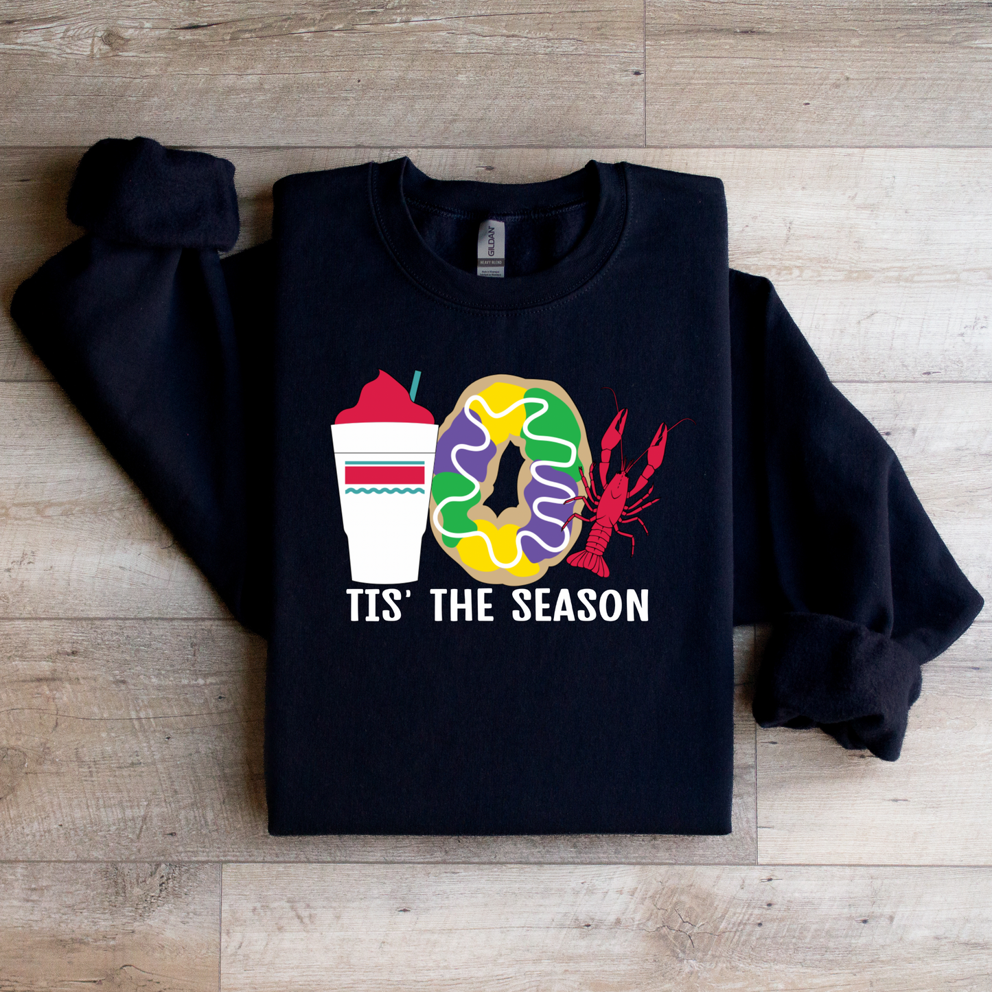 Mardi Gras Sweatshirt | Daiquiri, King Cake, & Crawfish Design | Festive Carnival Pullover | Tis' The Season