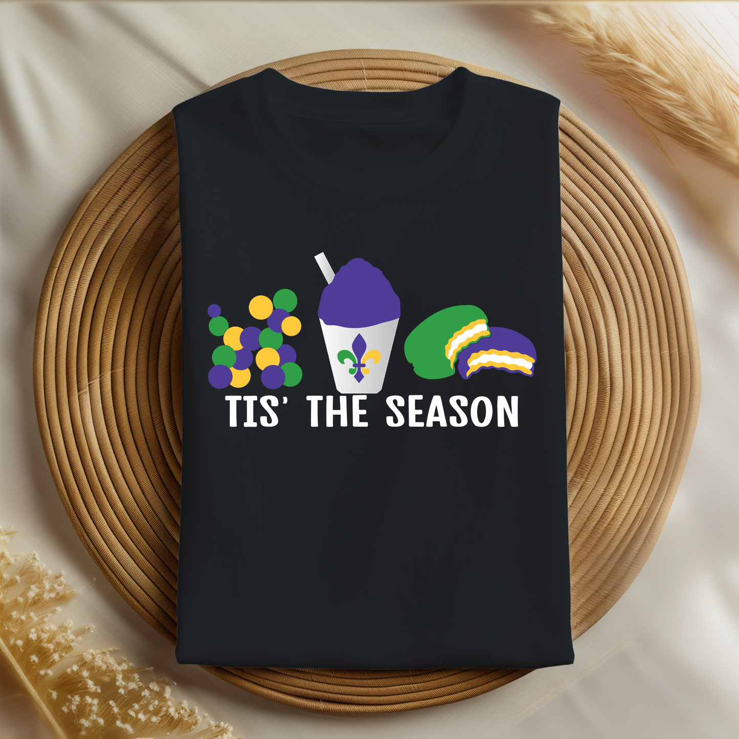 'Tis the Season Mardi Gras Shirt| Bead Dog, Snowball & Moonpies Design