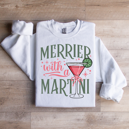 Merrier with a Martini Sweatshirt | Festive Holiday Pullover | Cozy Christmas Apparel