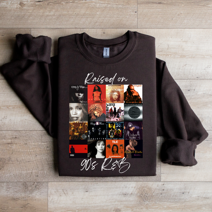 Raised on 90’s R&B Album Cover Sweatshirt | Nostalgic Music Graphic Tee | Retro Music Apparel