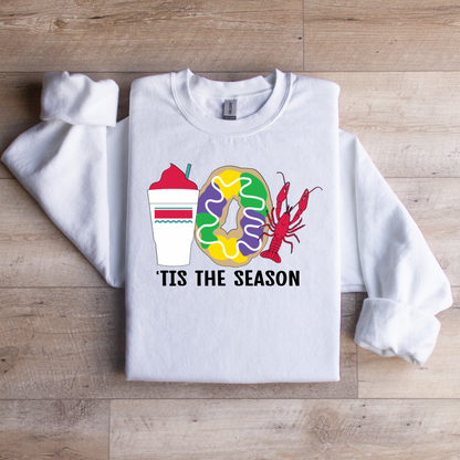 Mardi Gras Sweatshirt | Daiquiri, King Cake & Crawfish Design | Festive Carnival Pullover | 'Tis The Season