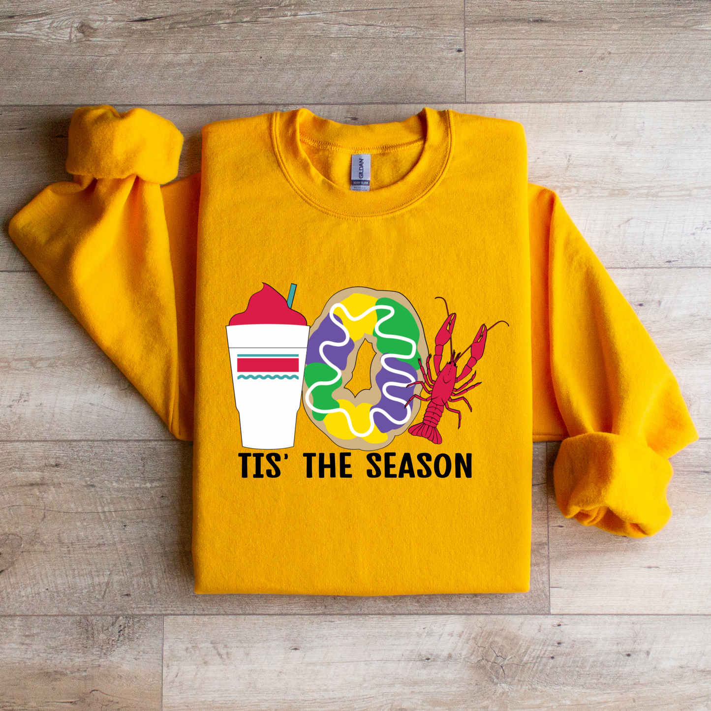 Mardi Gras Sweatshirt | Daiquiri, King Cake, & Crawfish Design | Festive Carnival Pullover | Tis' The Season