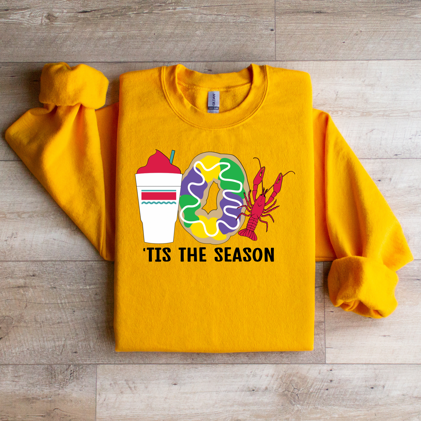 Mardi Gras Sweatshirt | Daiquiri, King Cake & Crawfish Design | Festive Carnival Pullover | 'Tis The Season