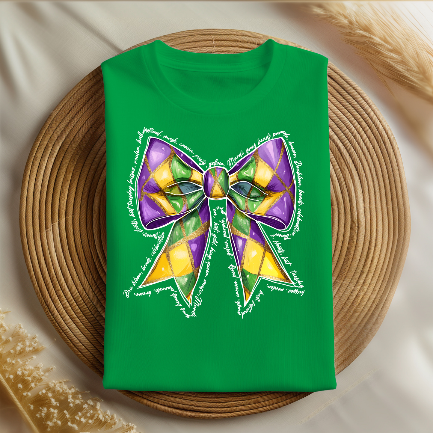 Mardi Gras Coquette Bow Shirt | Festive Bow Graphic Tee | Trendy Carnival Top