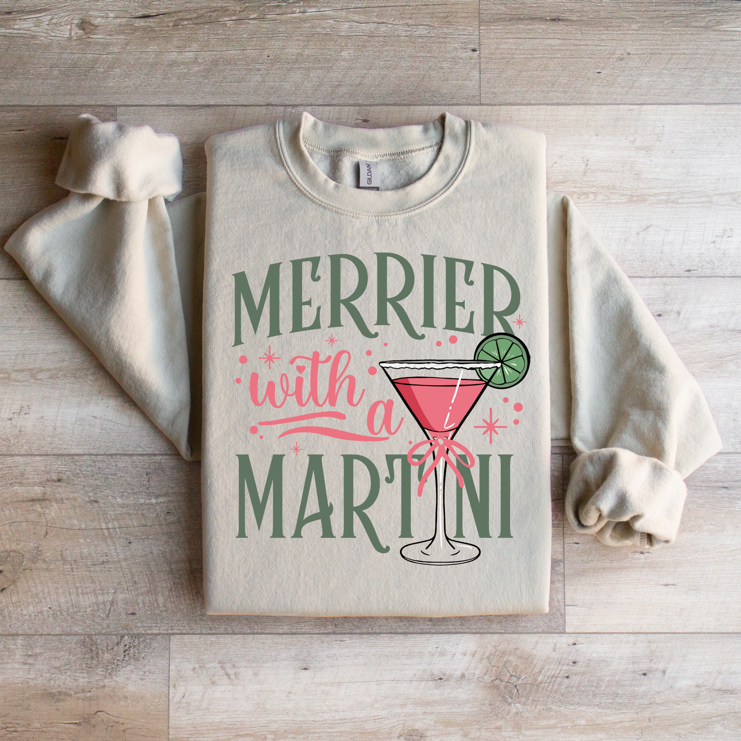 Merrier with a Martini Sweatshirt | Festive Holiday Pullover | Cozy Christmas Apparel