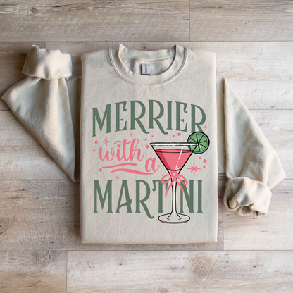 Merrier with a Martini Sweatshirt | Festive Holiday Pullover | Cozy Christmas Apparel