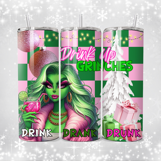 20 oz Stainless Steel Friendsmas Girls Night Girl Grinch Tumbler | Funny Holiday Drinkware | Christmas Gift