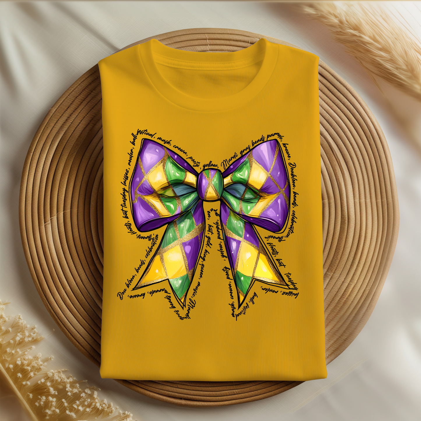 Mardi Gras Coquette Bow Shirt | Festive Bow Graphic Tee | Trendy Carnival Top