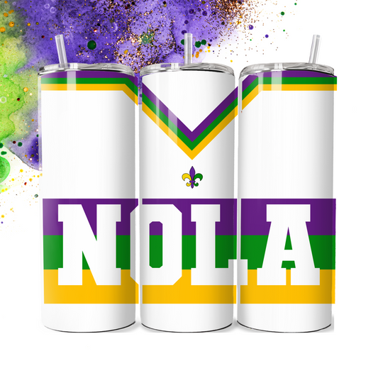 NOLA Jersey Mardi Gras 20 oz Tumbler | Insulated Stainless Steel Cup | Festive Carnival Drinkware