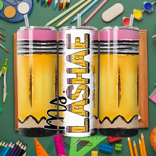 Custom Teacher Pencil Cup | Personalized Name Cup with Pencil Letters | Teacher Gift